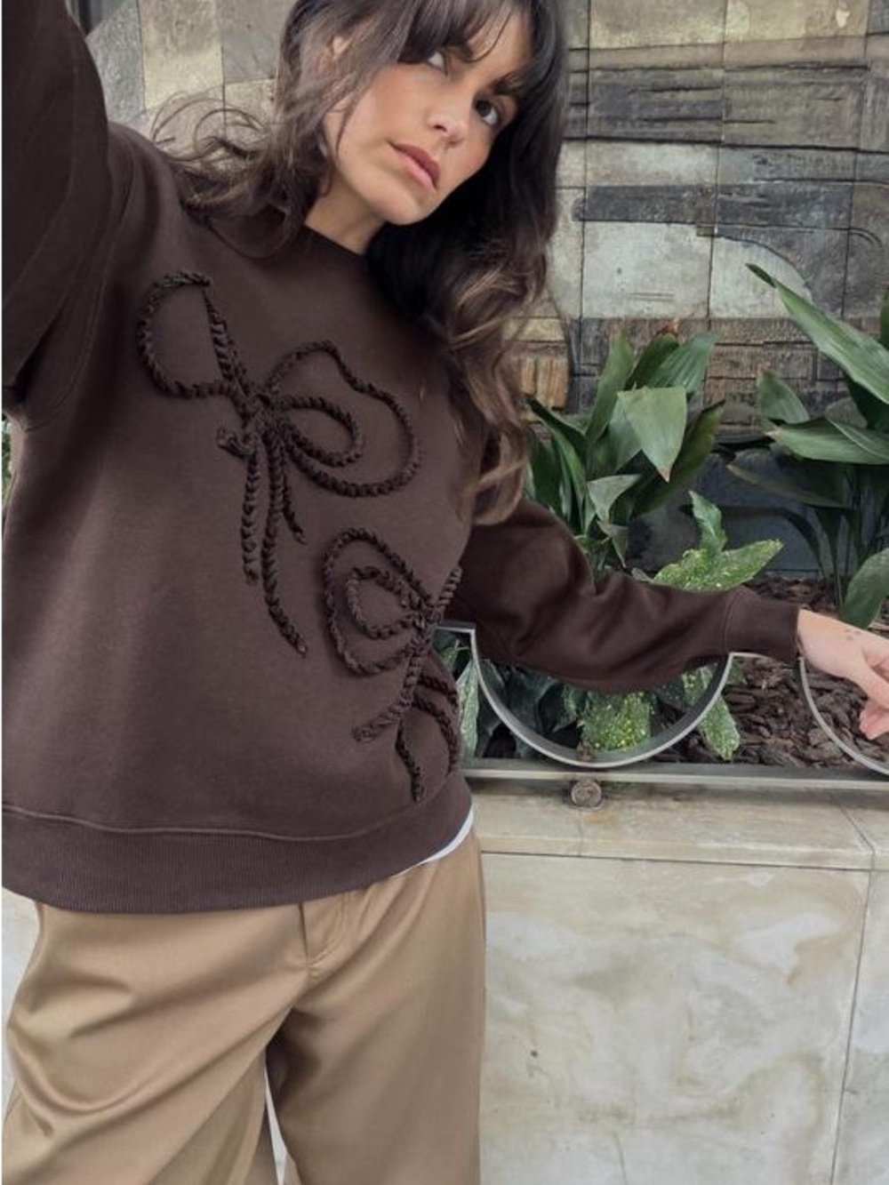 Zara embossed bow Sweatshirt